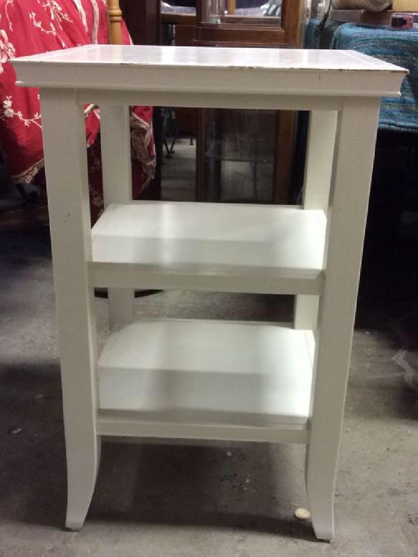 White Toned Wooden Side and Utility Table (1 of 5)