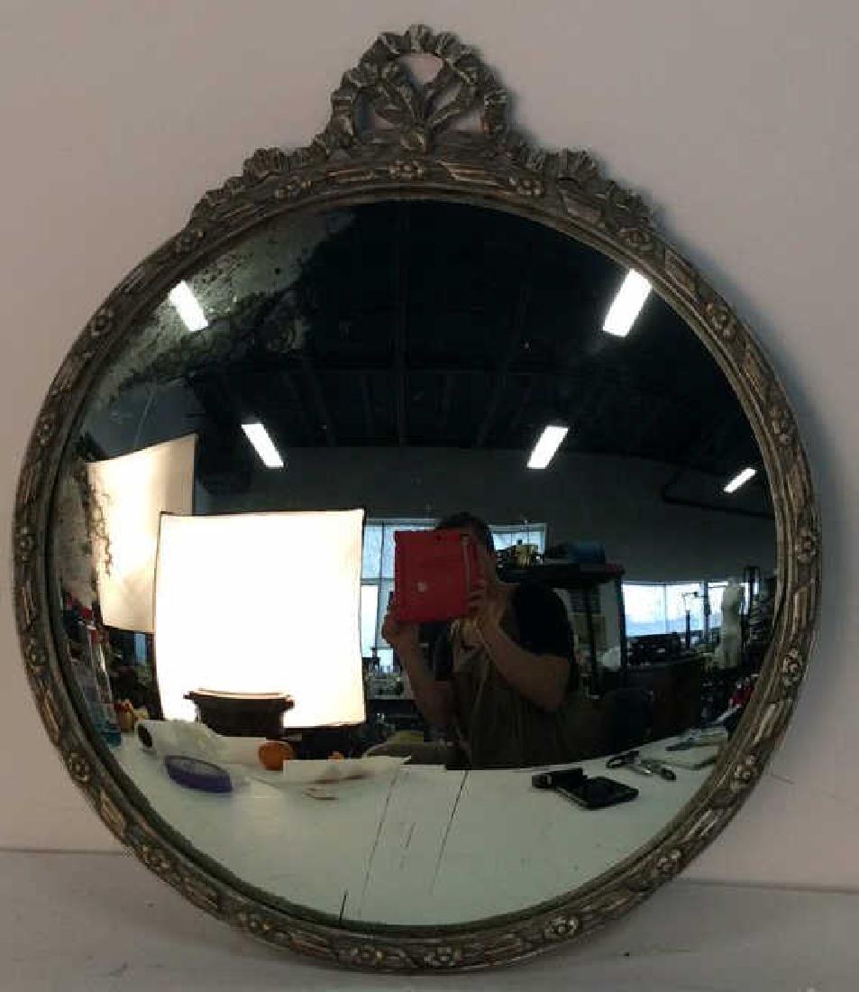 Round Vintage Wood Framed Mirror (1 of 9)