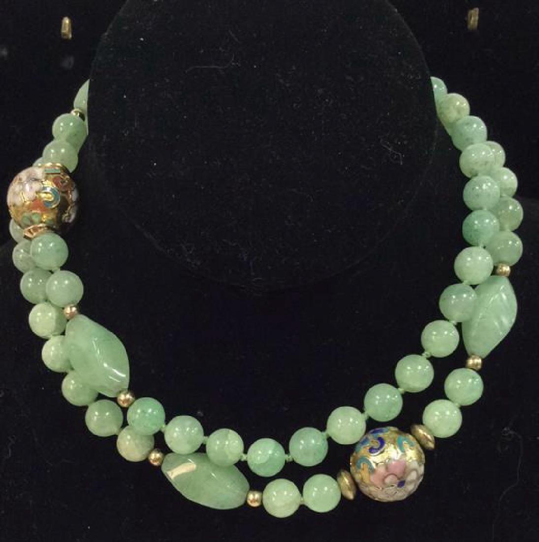 Poss Jadeite Beaded Necklace W Cloisonné Beads (1 of 8)