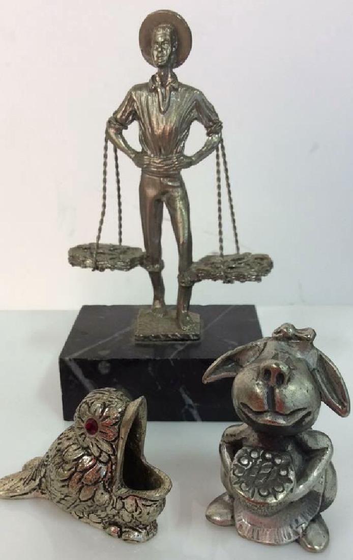 Lot 3 Silver Toned Metal Figurines Collectibles (1 of 10)
