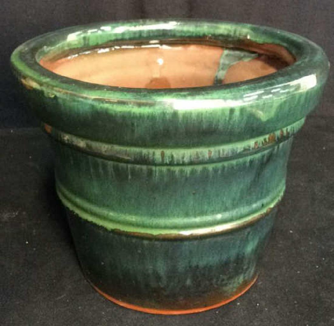Green And Blue Glazed Ceramic Plant Pot (1 of 7)