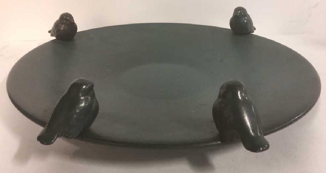 Dark Teal Toned Metal Bird Adorned Platter (1 of 5)