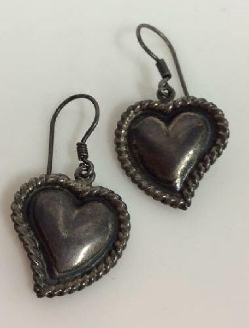 Pair Sterling Silver Heart Earrings (1 of 7)