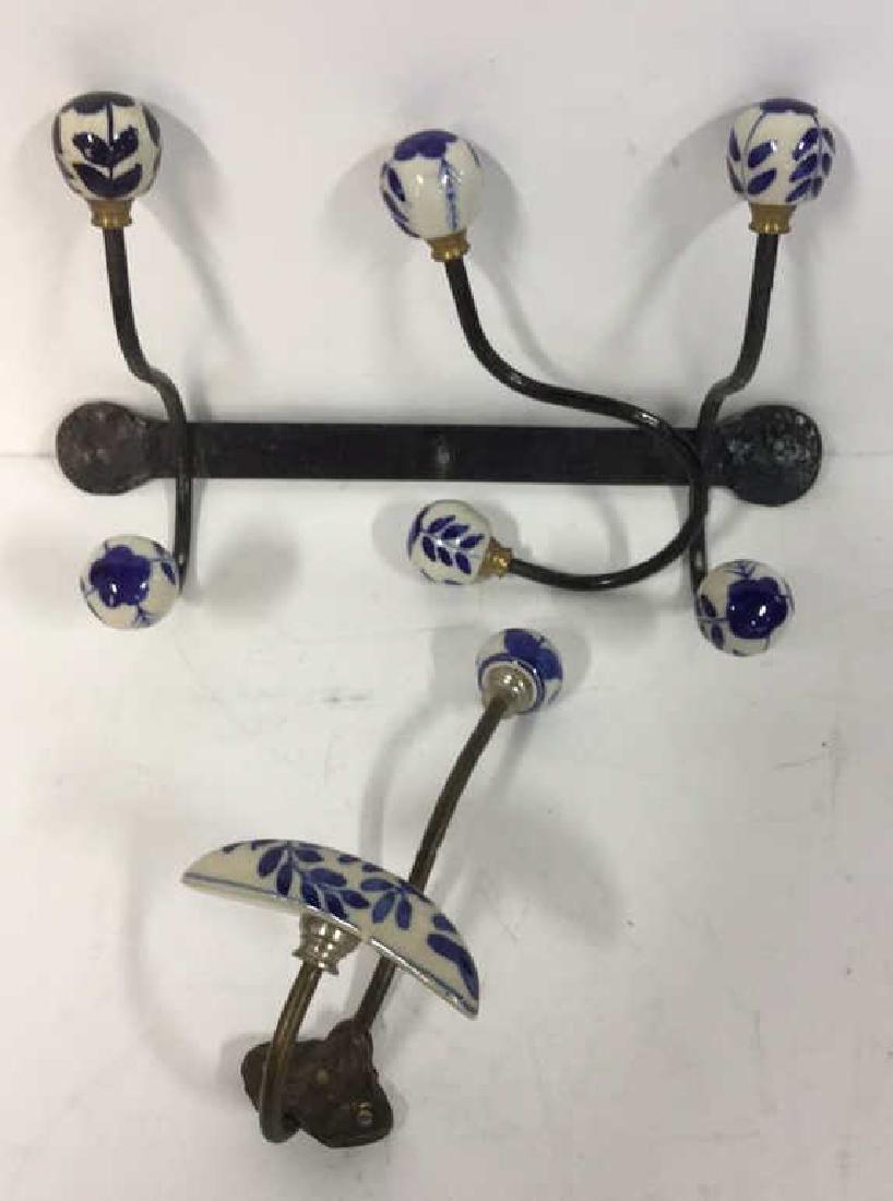 Lot 2 Ceramic Knob Metal Coat And Hat Hooks (1 of 8)