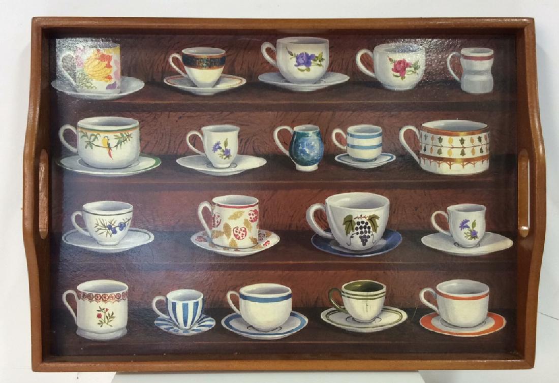 Wooden Tea Tray W Teacup Design (1 of 8)