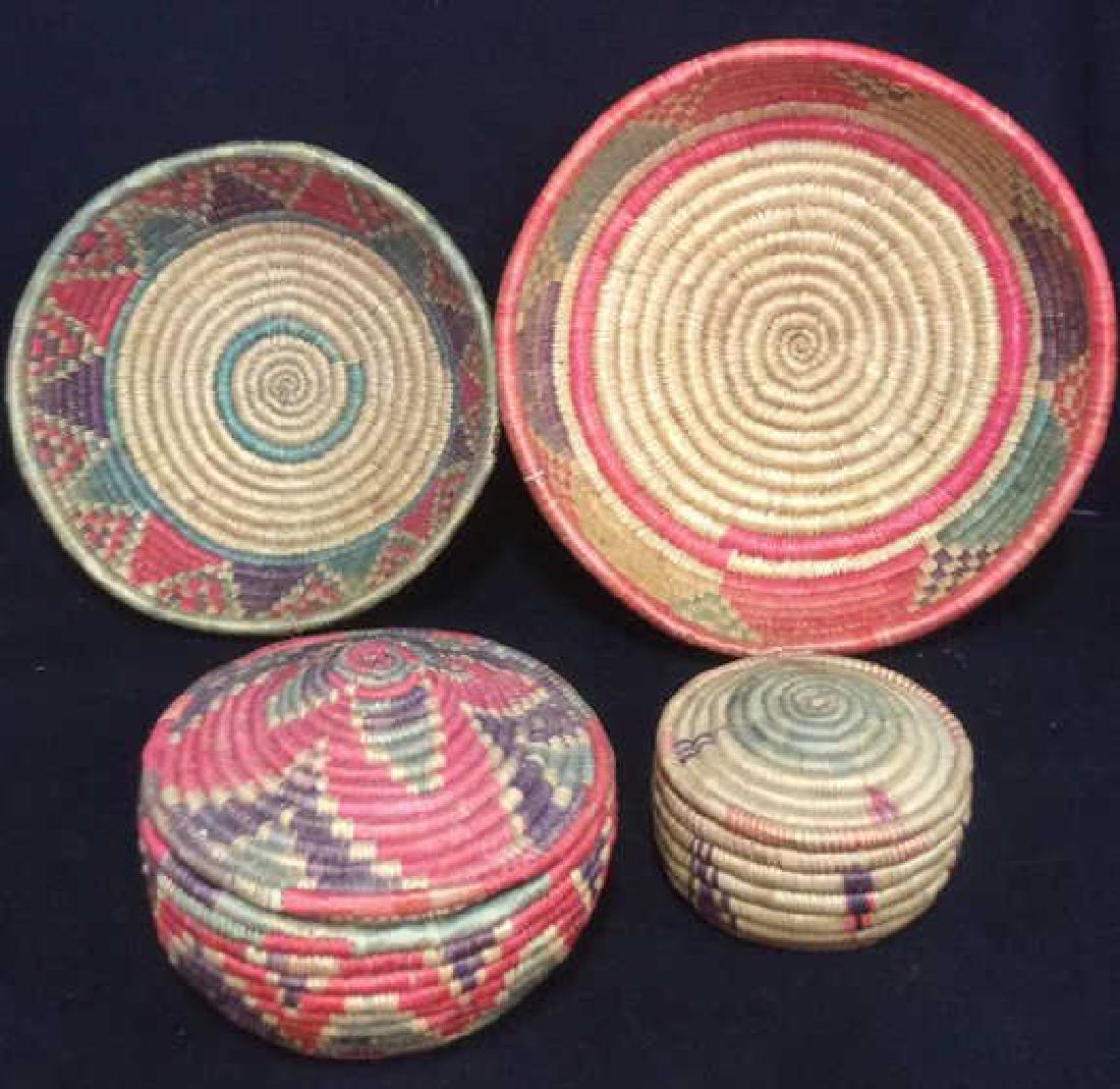 Lot 4 Colorful Woven Straw BasketsCrafts (1 of 10)