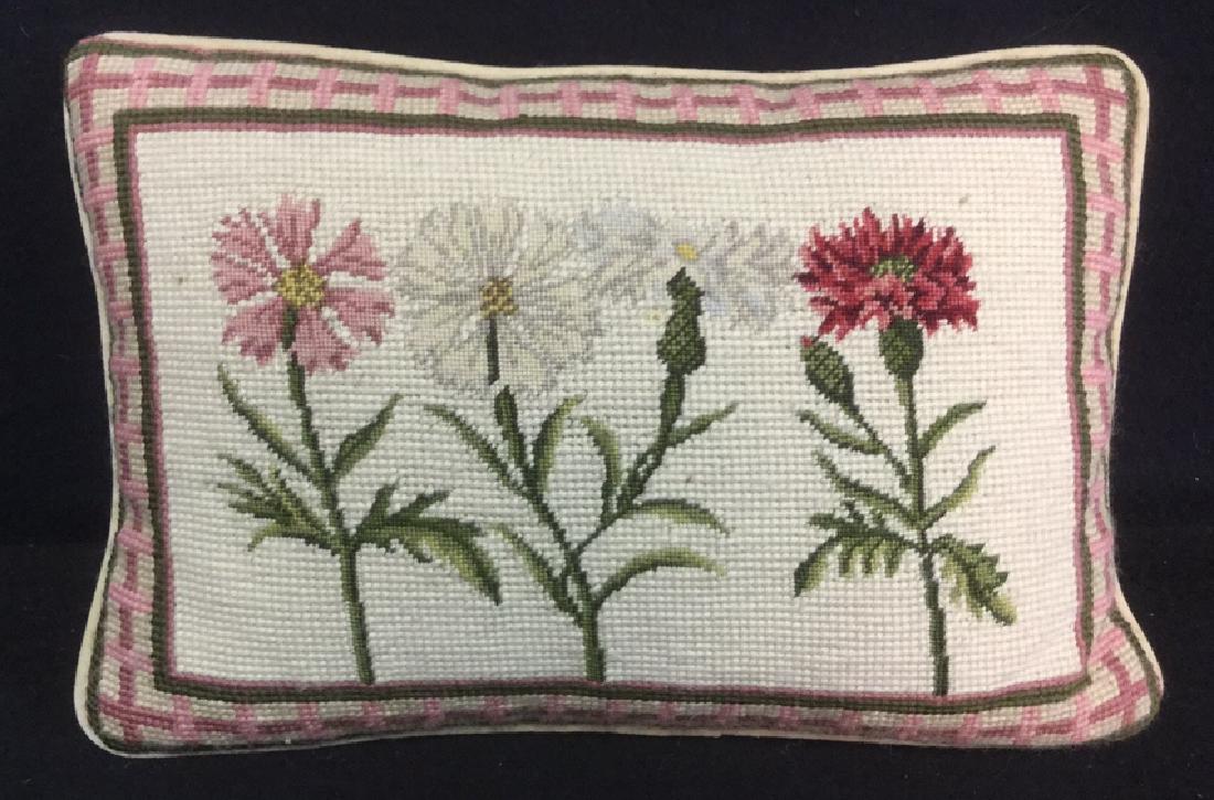 Needlepoint Floral Pillow With Velvet Reverse (1 of 5)