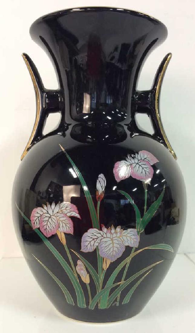 Black Handled Vase W Floral Design (1 of 9)