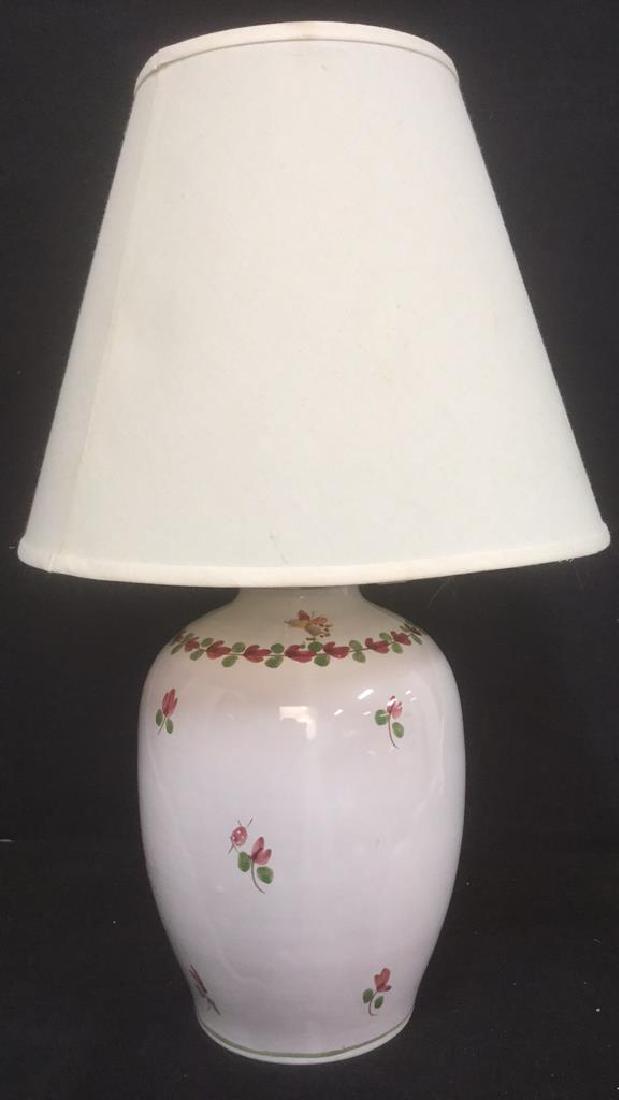 Signed Painted Ceramic Lamp W Floral Detail (1 of 7)