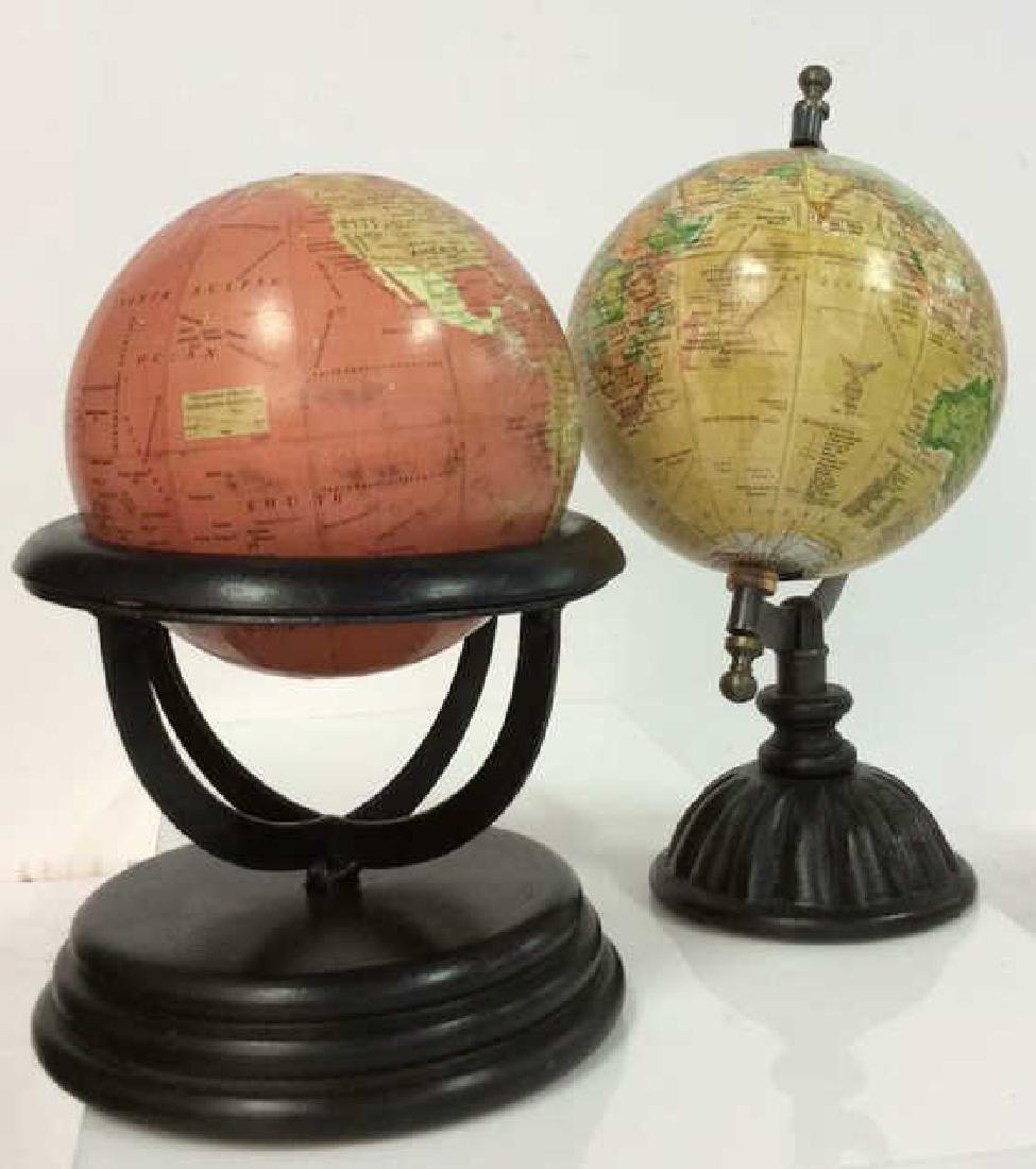 Lot 2 Desk Globes W Wooden Bases (1 of 7)