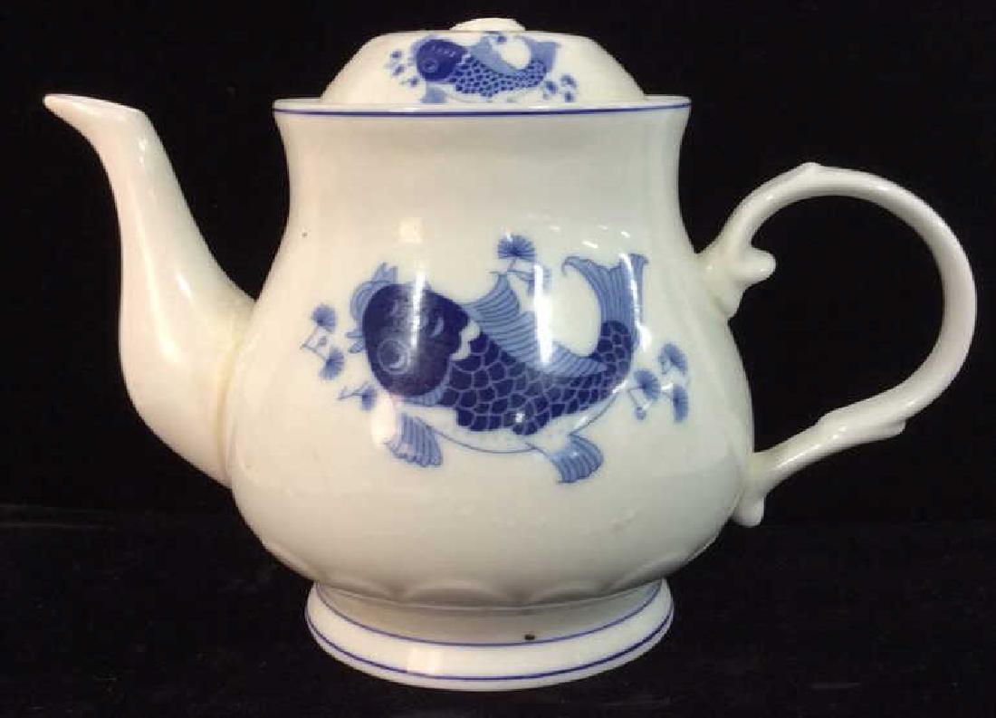 Porcelain Tea Pot W Koi Fish Design (1 of 9)