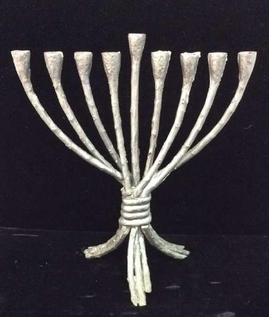 Silver Toned Painted Metal Menorah (1 of 6)