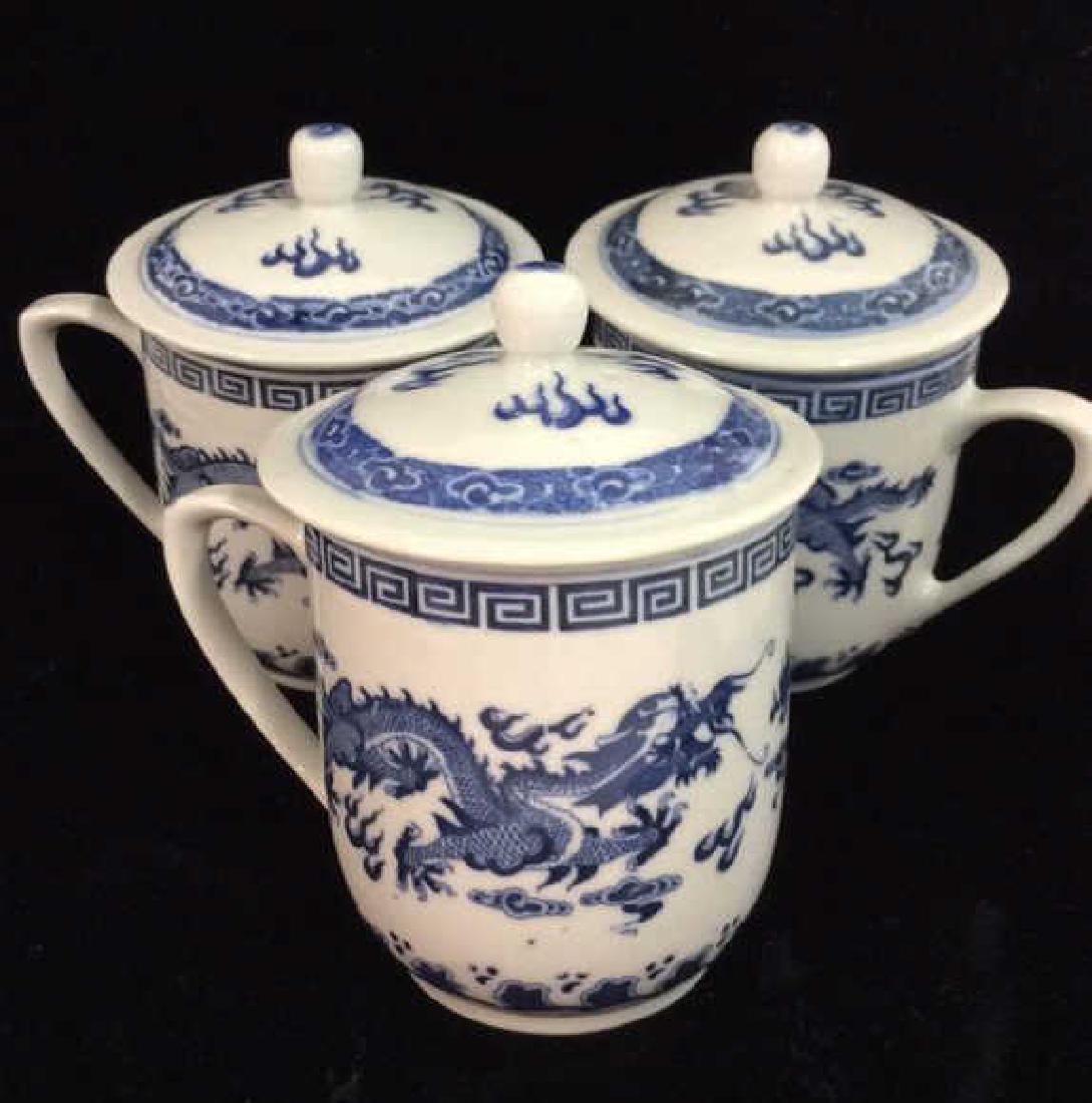 Set 3 Lidded Porcelain Drinking Mugs Tea Mugd (1 of 8)