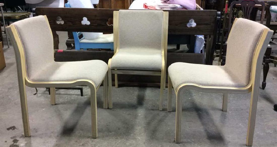 Lot 3 Wooden Cushioned Chairs (1 of 5)