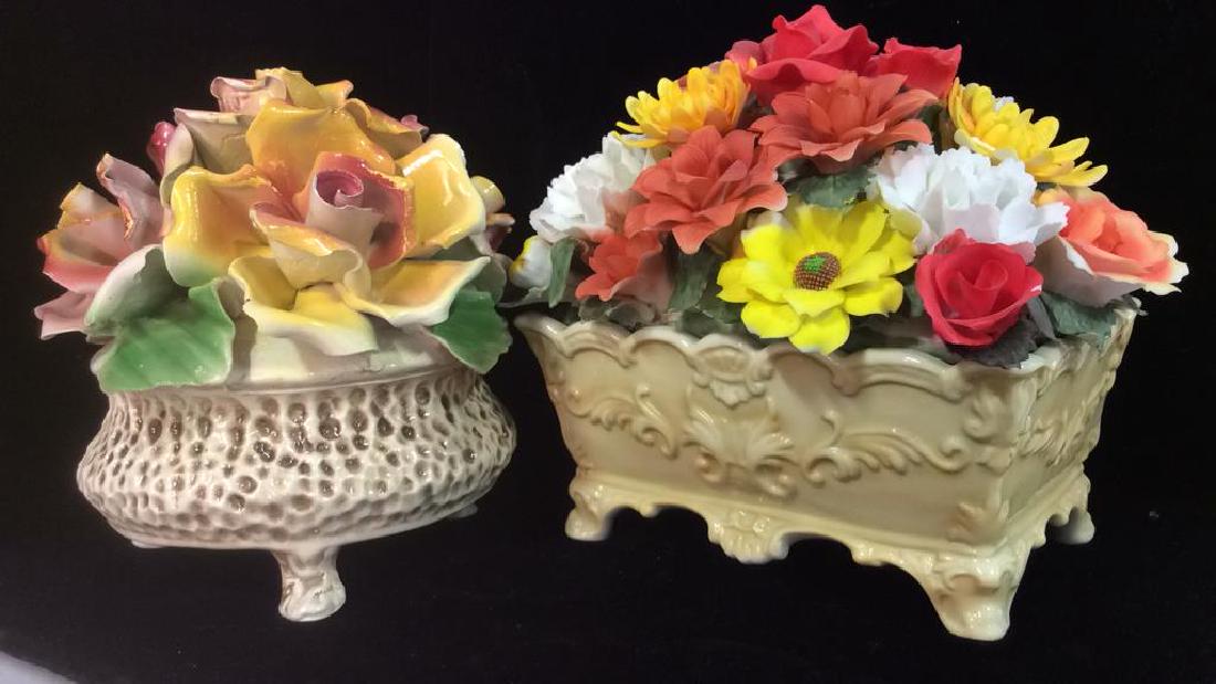 Lot 2 Sculpted Porcelain Flowers Capidimonte (1 of 9)