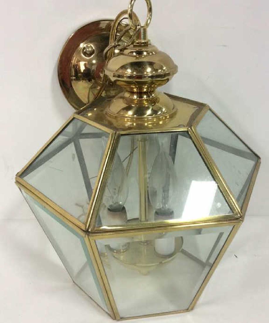 Glass W Gold Toned Metal Hanging Ceiling Light (1 of 8)