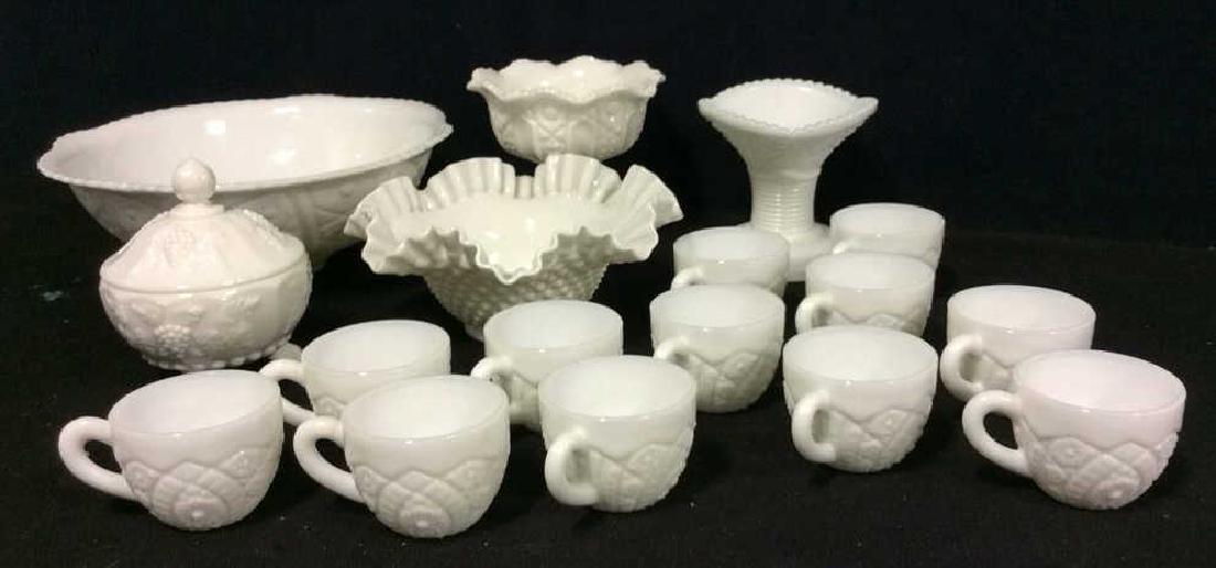 LOT 17 Milk Glass Table TopDish Set (1 of 10)