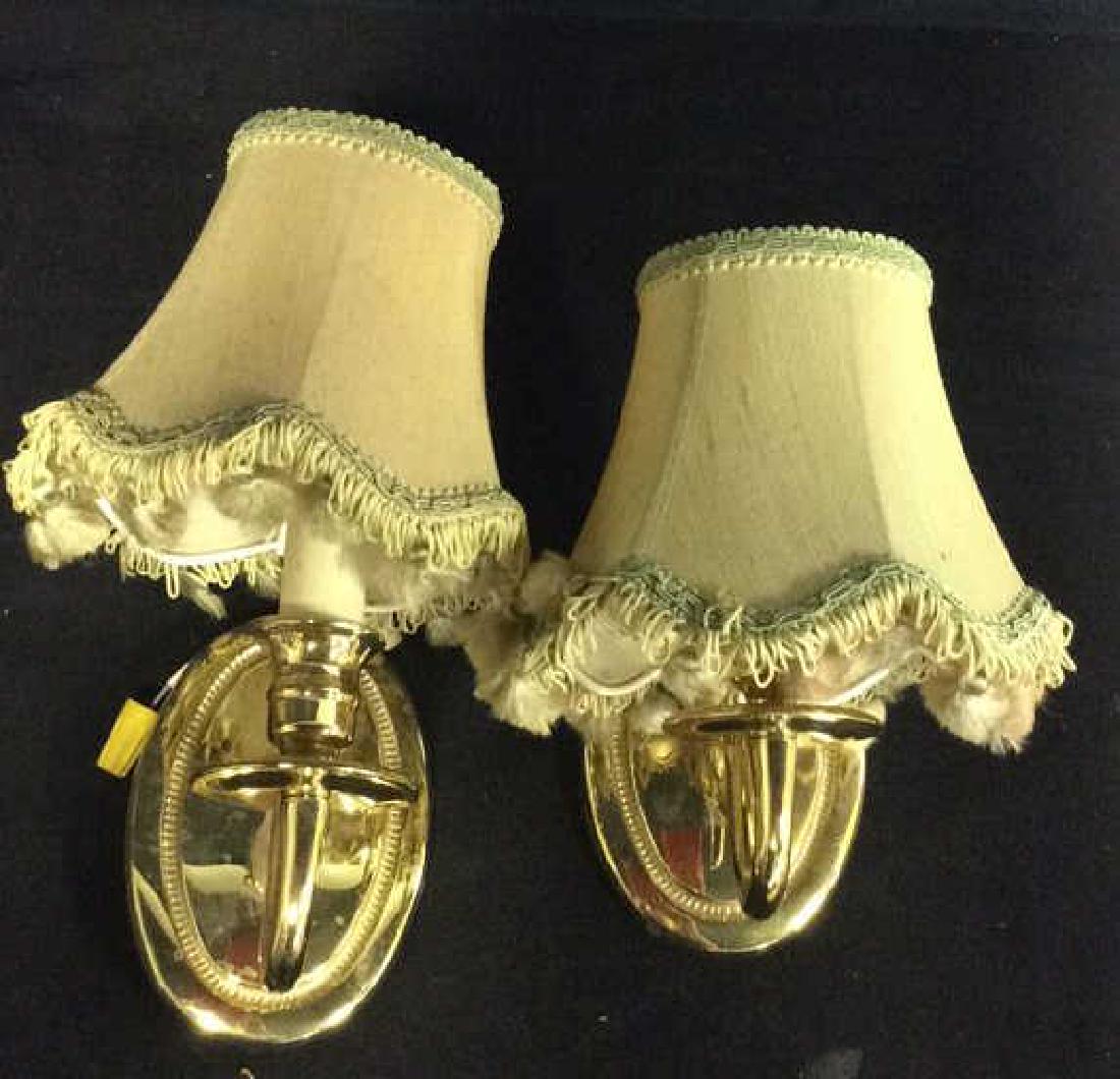 Pair Brass Toned Metal Wall Sconces (1 of 8)