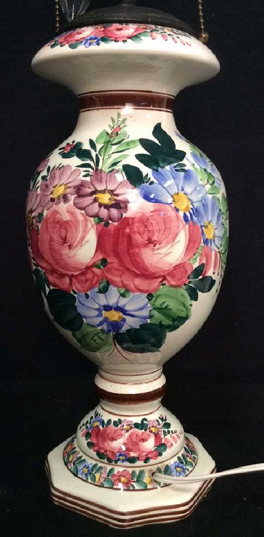 Brightly Painted Porcelain Floral Lamp, Hungary (1 of 10)