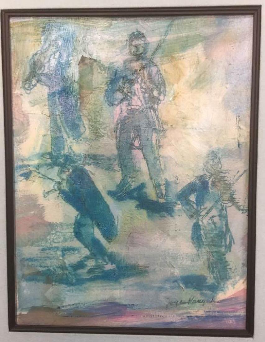 Framed Matted Abstract Artwork On Paper Signed (1 of 7)