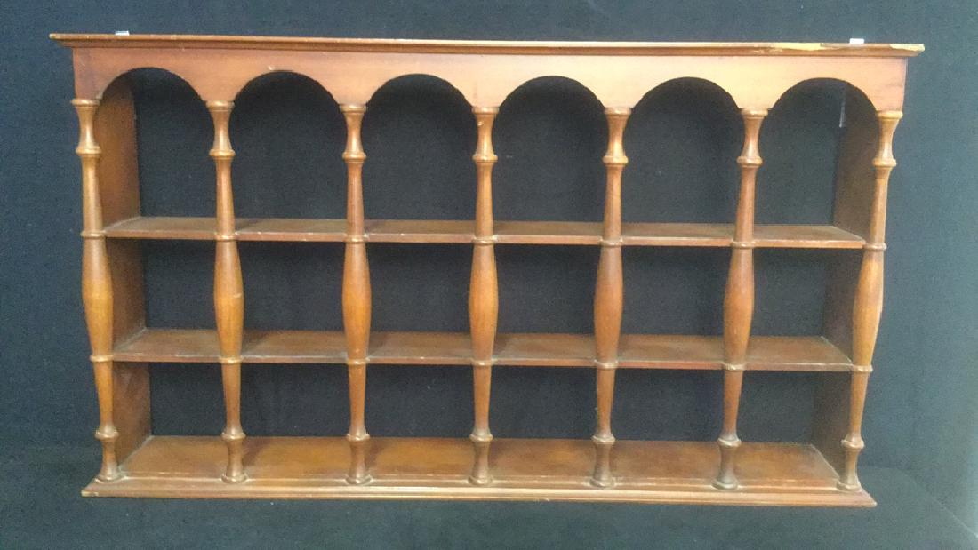 Three Tiered Wooden Display Shelf WSpindle Columns (1 of 7)