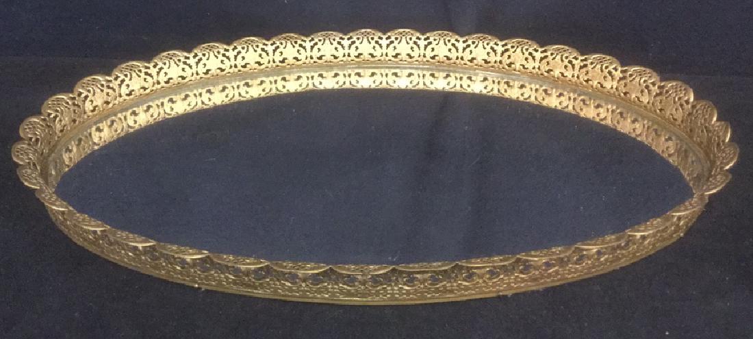 Oval Mirrored Vanity Tray With Gold Filigree Frame (1 of 7)