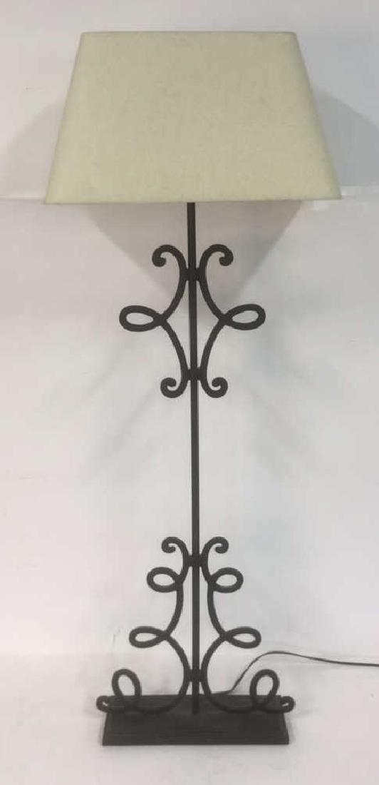 Black Toned Iron Floor Lamp W Rectangular Shade (1 of 7)