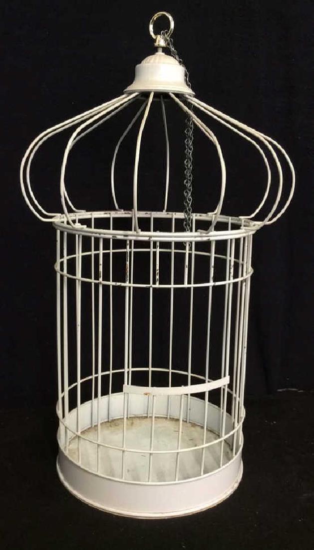 Vintage White Toned Metal Decorative Bird Cage (1 of 7)