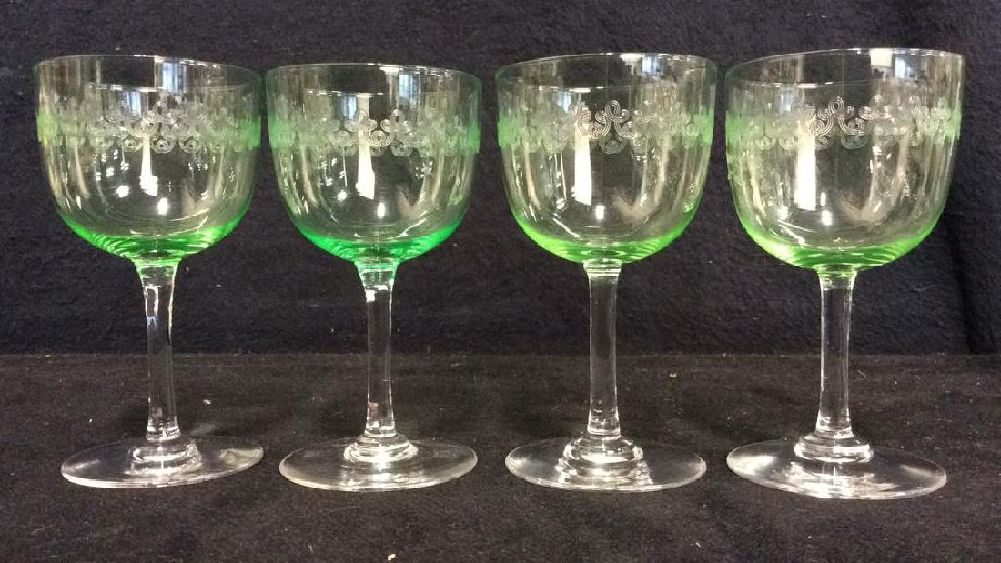 Set 4 Crystal & Glass Green Cordial Glasses (1 of 5)