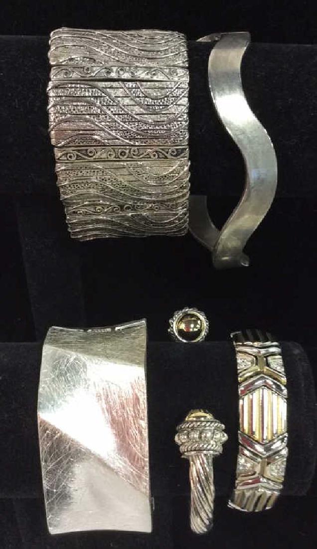 Lot 5 Assorted Silver Toned Metal Cuff Bracelets (1 of 9)