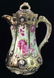 Porcelain Pitcher W Lid Floral Motif W Gold