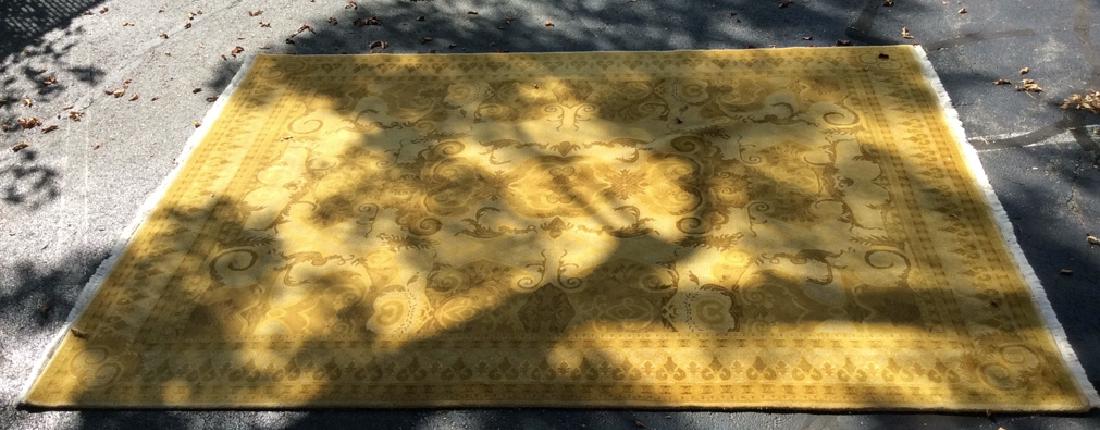 Olive Toned Motif Detailed Fringed Wool Rug (1 of 10)