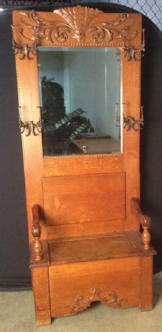 Victorian Storage Mirrored Hall Bench Rack (1 of 11)