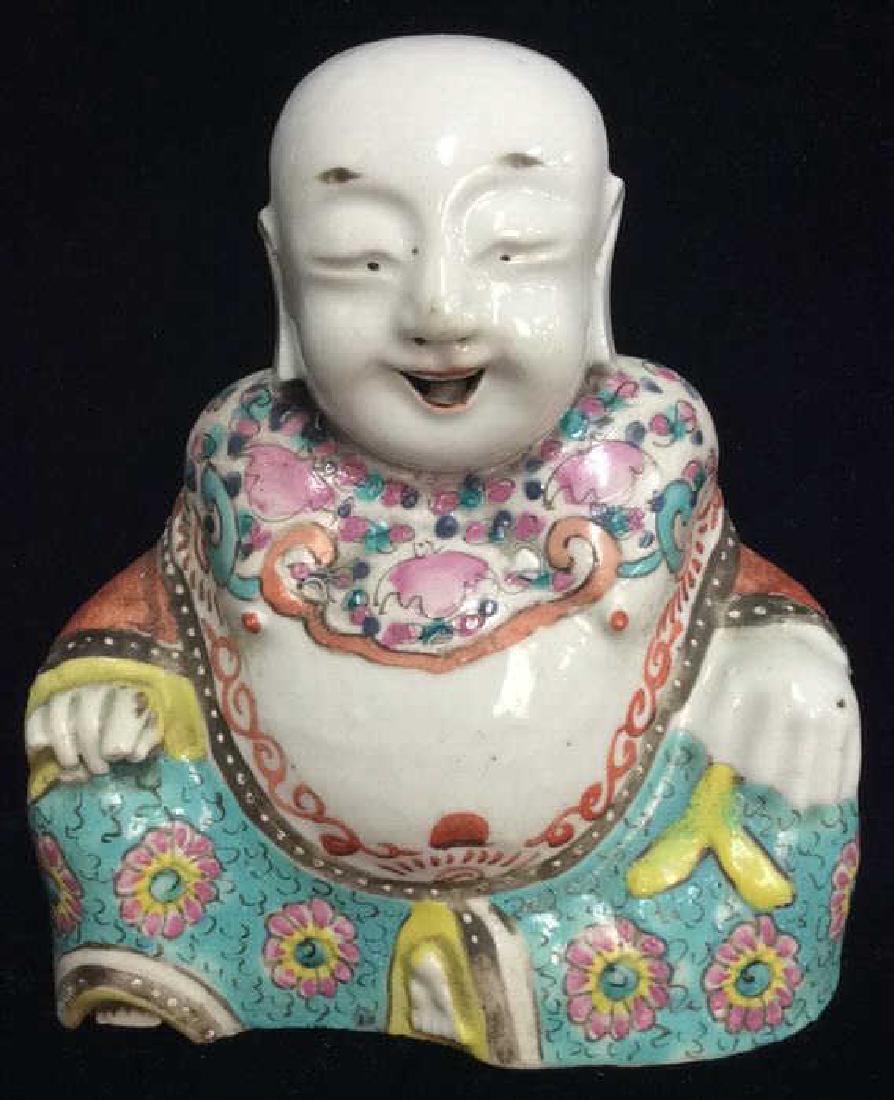 Porcelain Laughing Buddha FIgural Sculpture (1 of 8)