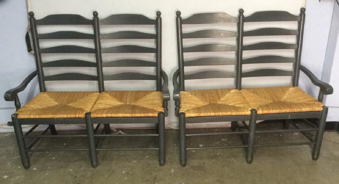 Pair Ladder Back Rush Seat  Benches Loveseats (1 of 10)