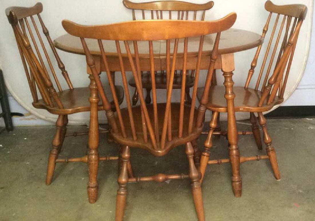 Lot 5 Wooden WIndsor Dining Table & Chairs Set (1 of 11)
