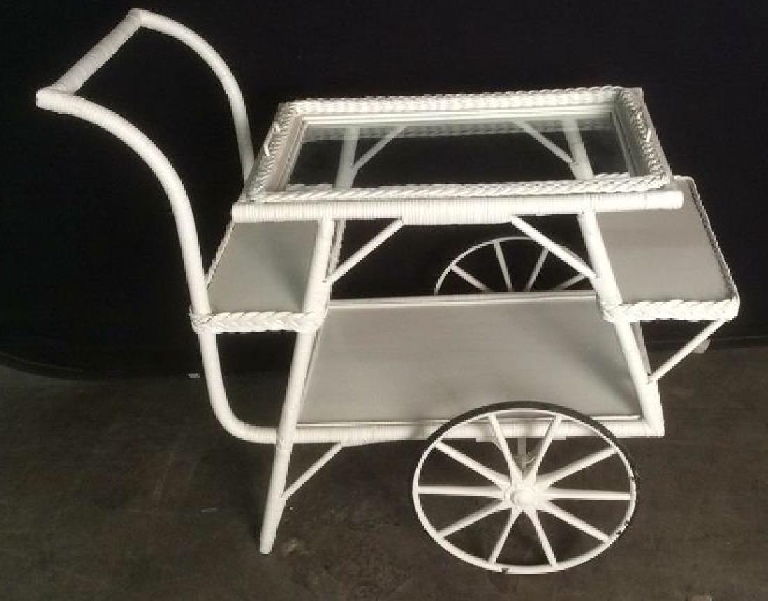 VIntage White Toned Wicker Tea Cart (1 of 10)