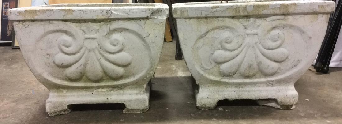 Pair Large White Toned Stone Planters (1 of 10)