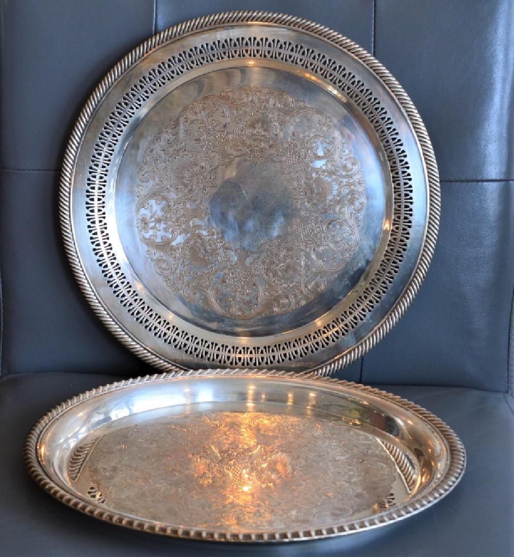 Pair of William Rogers Embossed Serving Platters (1 of 2)