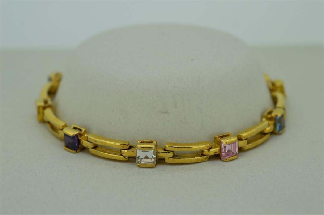 7" Gold Plated Multi Gemstone Bracelet & Pin (1 of 2)