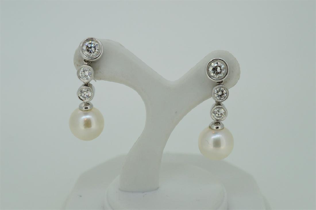Sterling Silver & CZ Drop Earrings with Akoya Pear (1 of 2)