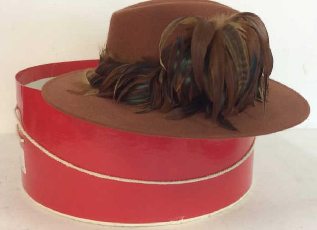 Ladies Vintage Felt Hat w Feathers and Box (1 of 7)