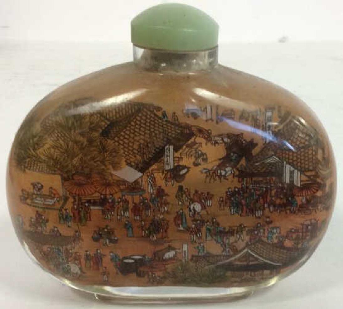 Decorative Asian Bottle w Village Scene (1 of 9)