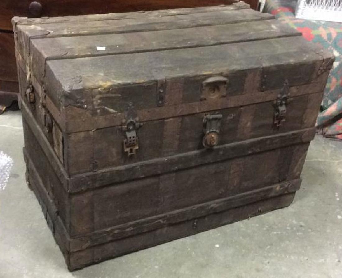 Antique Wood And Metal Chest Trunk (1 of 8)