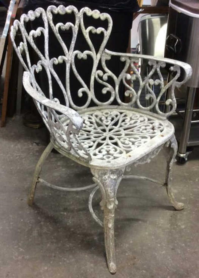 Antique White Scroll Work Iron Arm Chair (1 of 8)