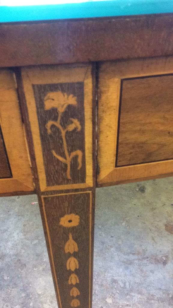Marquetry Inlay Wood Demilune Console Table (1 of 13)