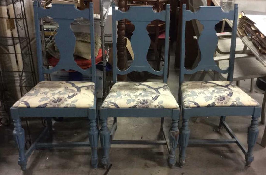Lot 3 Vintage Cushioned Carved Wooden Side Chairs (1 of 10)