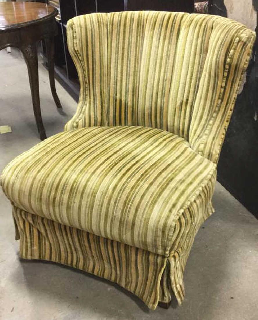 Curved and Channel Back Upholstered Slipper Chair (1 of 9)