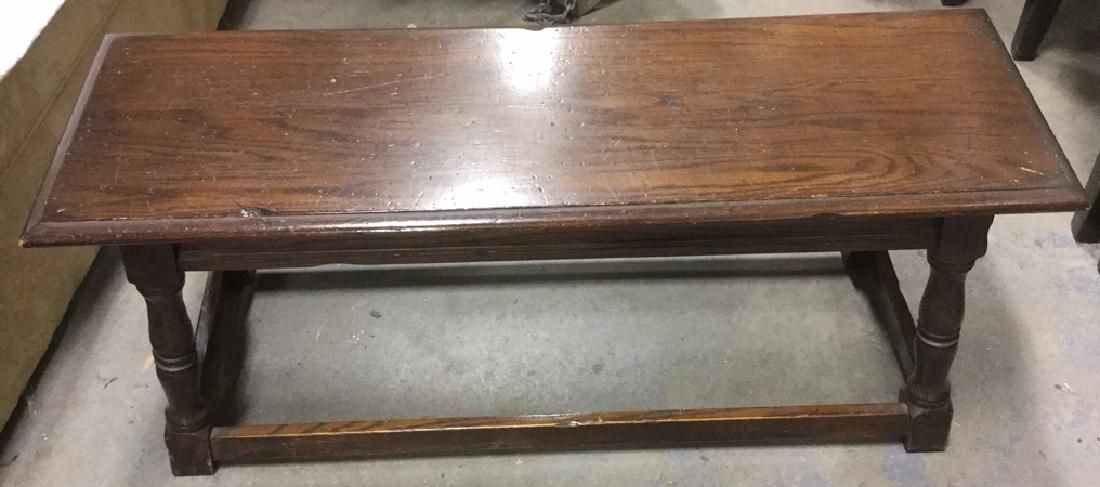 Vintage Carved Wooden Bench Seat Table (1 of 8)