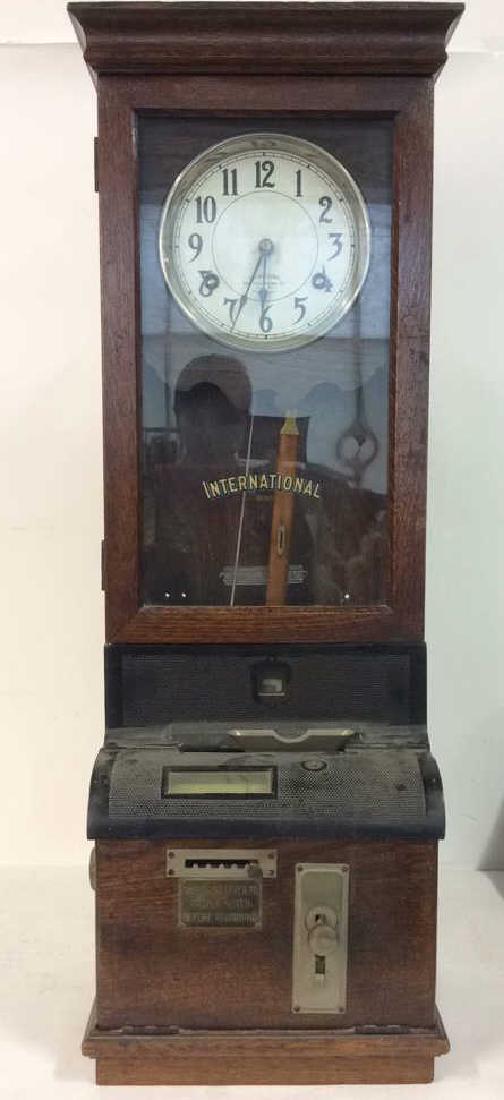 Antique Mechanical Time Clock, Label International (1 of 11)